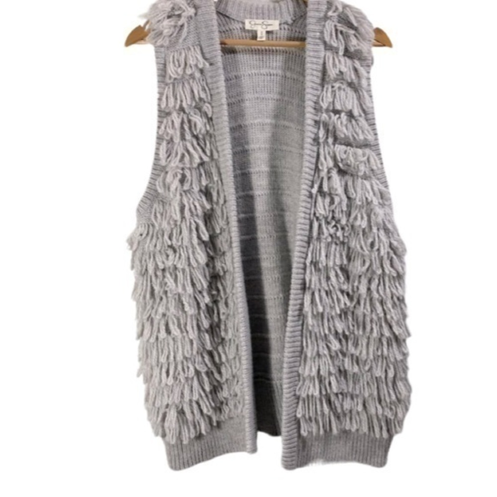 NWT Jessica Simpson women’s Fringe Vest/top Size M Color Gray